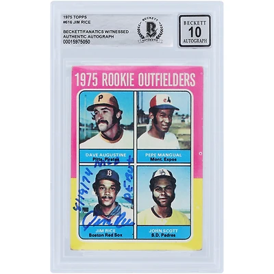 Jim Rice Boston Red Sox Autographed 1975 Topps Series 2 #616 Beckett Fanatics Witnessed Authenticated 10 Rookie Card with "MLB Debut 8/19/74" Inscription