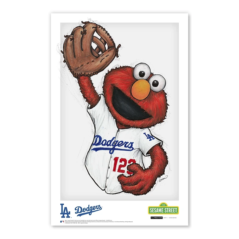 Elmo Los Angeles Dodgers 11" x 17" Sesame Street Poster Print