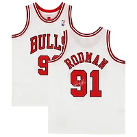 Dennis Rodman Chicago Bulls Autographed White Mitchell & Ness 1997-98 Swingman Jersey