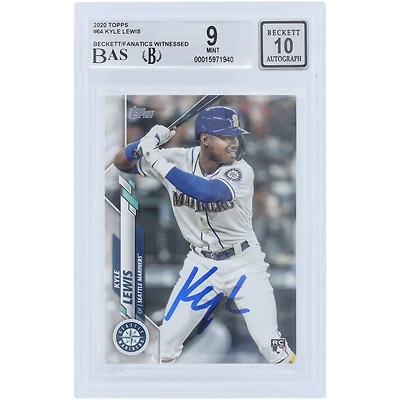 Kyle Lewis Seattle Mariners Autographed 2020 Topps Series 1 #64 Beckett Fanatics Witnessed Authenticated 9/10 Rookie Card