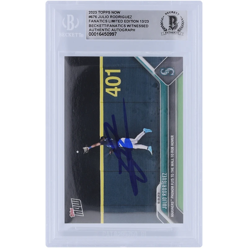 Julio Rodríguez Seattle Mariners Autographed 2023 Topps Now Rob Homer #676 #/23 Beckett Fanatics Witnessed Authenticated Card