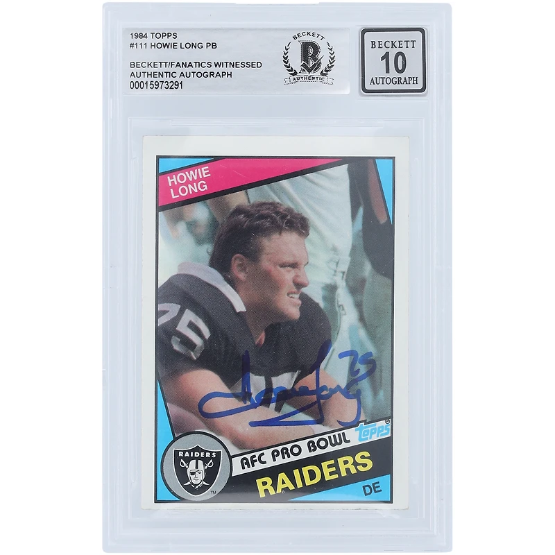Howie Long Oakland Raiders Autographed 1984 Topps Series 1 #111 Beckett Fanatics Witnessed Authenticated 10 Rookie Card