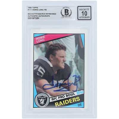 Howie Long Oakland Raiders Autographed 1984 Topps Series 1 #111 Beckett Fanatics Witnessed Authenticated 10 Rookie Card