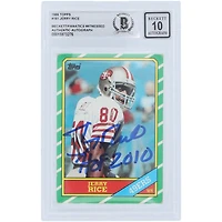 Jerry Rice San Francisco 49ers Autographed 1986 Topps Series 1 #161 Beckett Fanatics Witnessed Authenticated 10 Rookie Card with "HOF 2010" Inscription