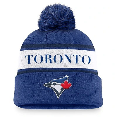 Men's Nike Royal Toronto Blue Jays Team Stripe Peak Cuffed Knit Hat with Pom