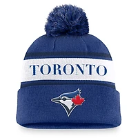 Men's Nike Royal Toronto Blue Jays Team Stripe Peak Cuffed Knit Hat with Pom