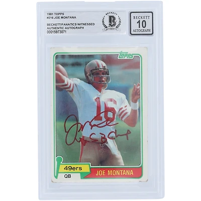 Joe Montana San Francisco 49ers Autographed 1980 Topps Series 1 Red Ink #216 Beckett Fanatics Witnessed Authenticated 10 Rookie Card with "4X SB Champ" Inscription