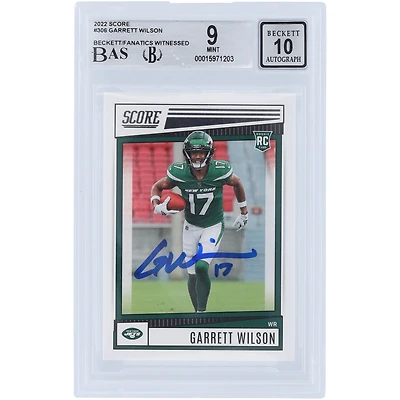 Garrett Wilson New York Jets Autographed 2022 Panini Score #306 Beckett Fanatics Witnessed Authenticated 9/10 Rookie Card