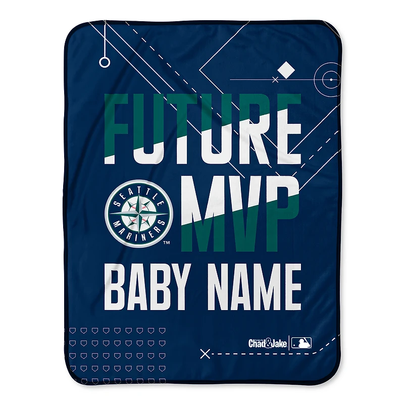 Chad & Jake Seattle Mariners 30" x 40" Personalized Baby Blanket