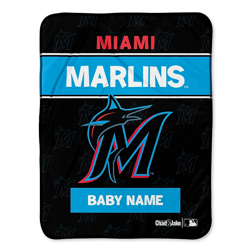 Chad & Jake Miami Marlins 30" x 40" Personalized Baby Blanket