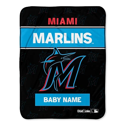 Chad & Jake Miami Marlins 30" x 40" Personalized Baby Blanket