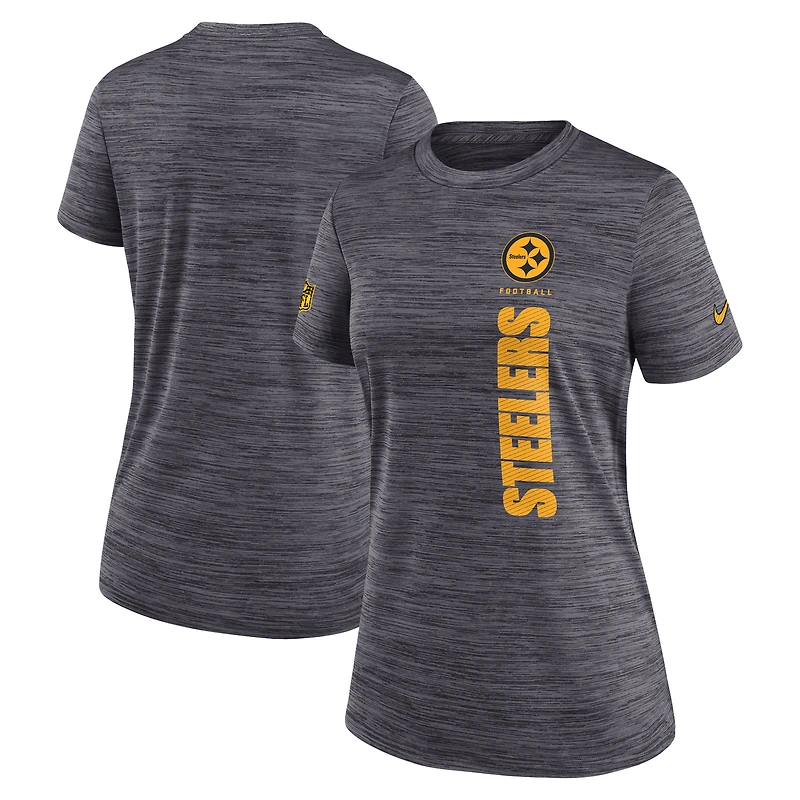 Women's Nike Charcoal Pittsburgh Steelers Sideline Velocity Dri-FIT T-Shirt