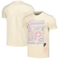 Men's Mitchell & Ness Cream Philadelphia Phillies Cooperstown Collection Sidewalk Sketch T-Shirt
