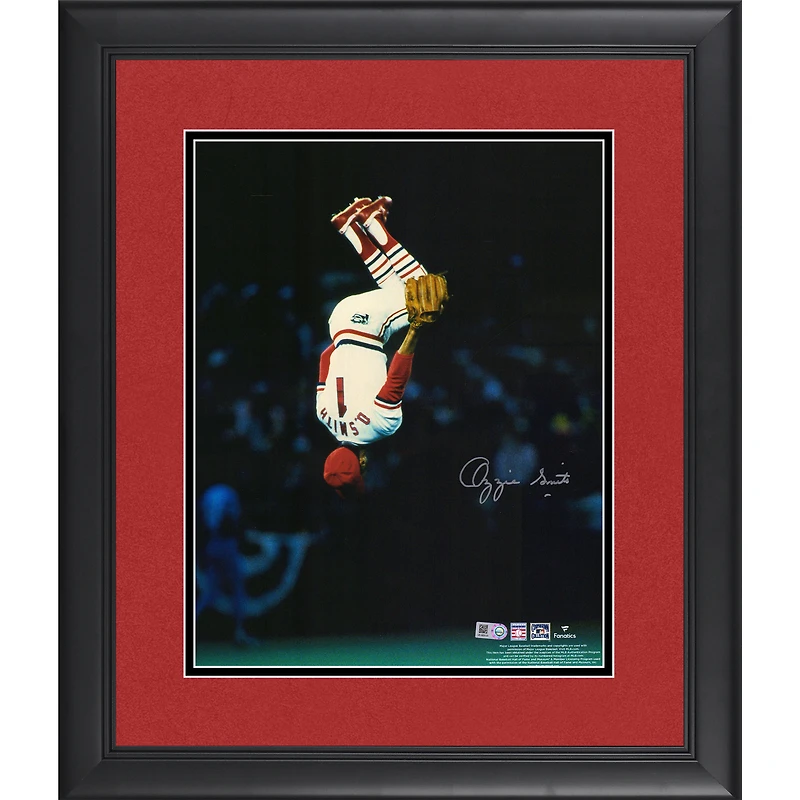 Ozzie Smith St. Louis Cardinals Autographed Framed 11" x 14" Flip Vertical Photograph