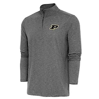 Men's Antigua Heather Black Purdue Boilermakers Hunk Quarter-Zip Pullover Top