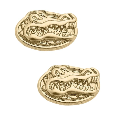Women's CANVAS Style Florida Gators 24K Gold Plated Stud Earrings