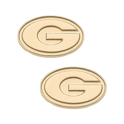 Women's CANVAS Style Georgia Bulldogs 24K Gold Plated Stud Earrings