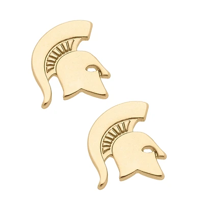 Women's CANVAS Style Michigan State Spartans 24K Gold Plated Stud Earrings