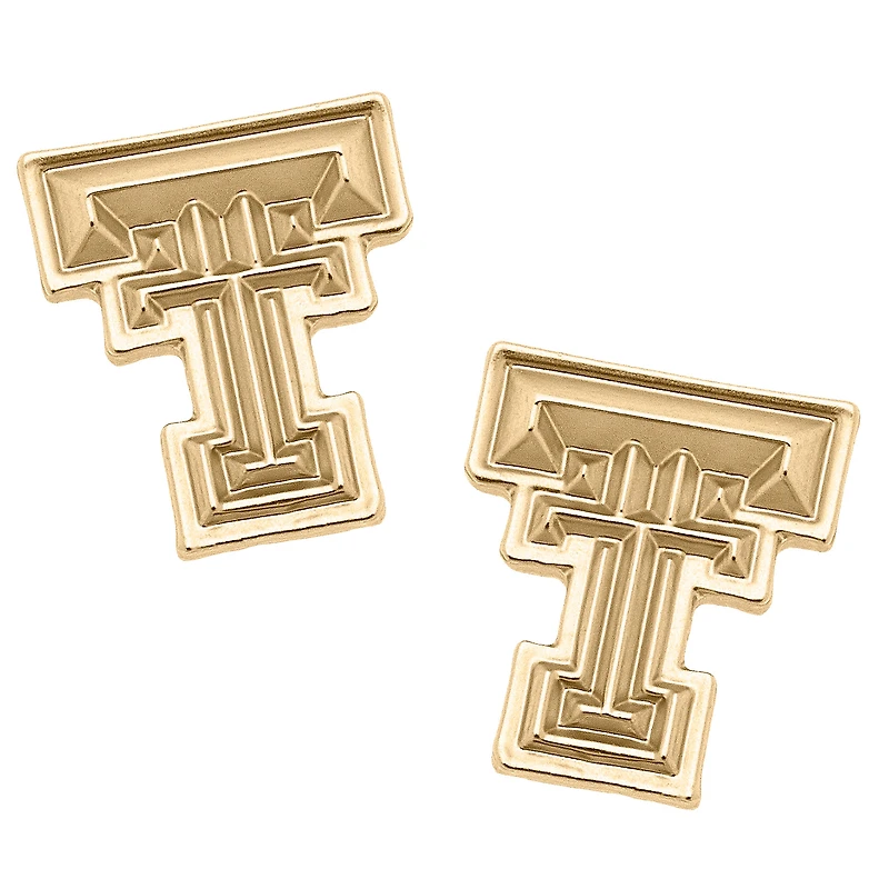 Women's CANVAS Style Texas Tech Red Raiders 24K Gold Plated Stud Earrings