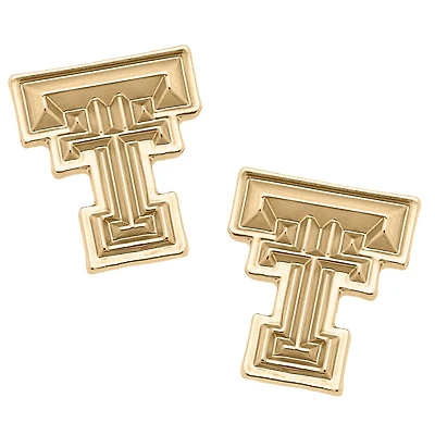 Women's CANVAS Style Texas Tech Red Raiders 24K Gold Plated Stud Earrings