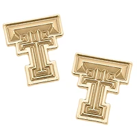 Women's CANVAS Style Texas Tech Red Raiders 24K Gold Plated Stud Earrings