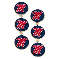 Women's CANVAS Style Ole Miss Rebels Triple Drop Enamel Earrings