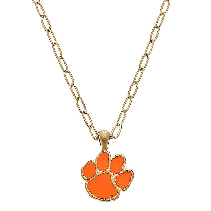 Women' CANVAS Style Clemson Tigers Enamel Pendant Necklace