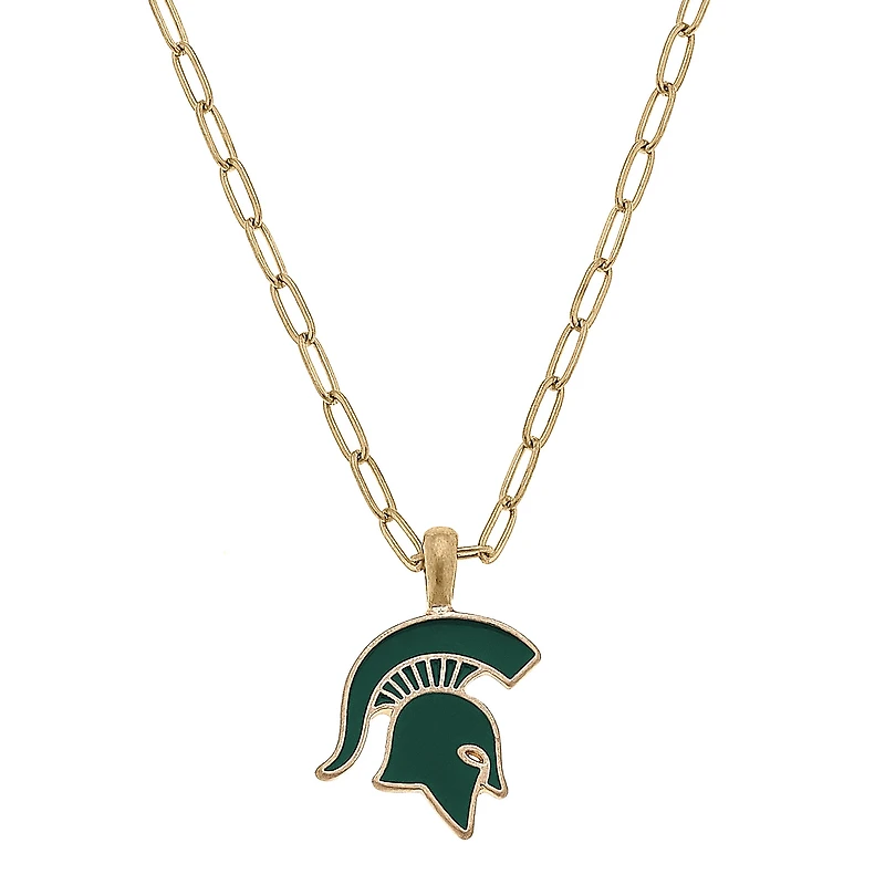 Women' CANVAS Style Michigan State Spartans Enamel Pendant Necklace