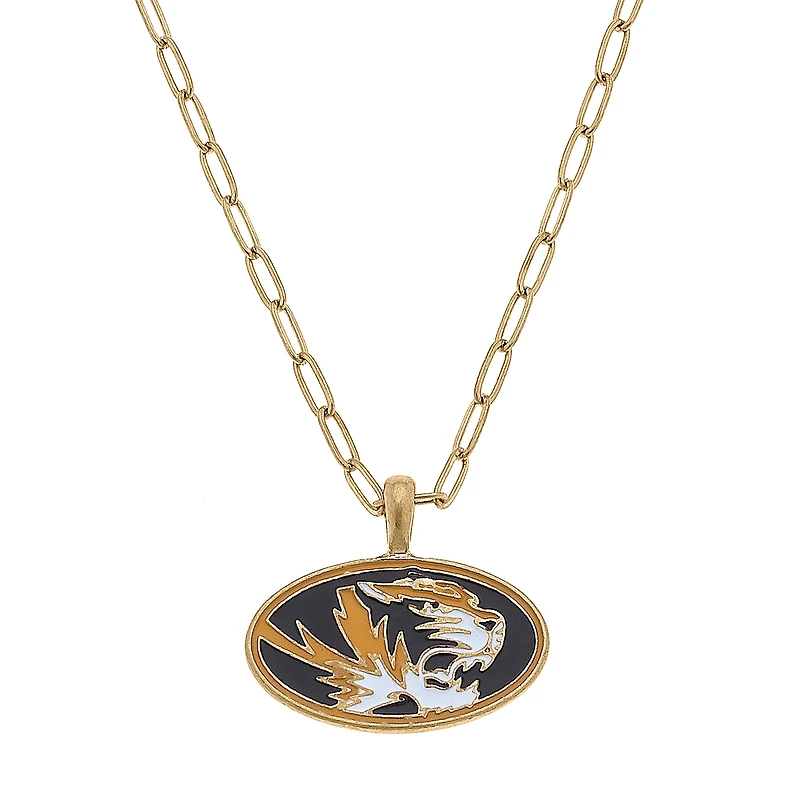 Women' CANVAS Style Missouri Tigers Enamel Pendant Necklace