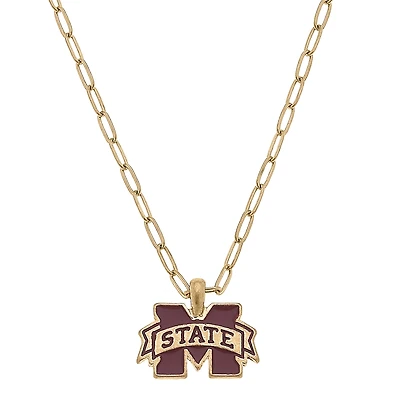 Women' CANVAS Style Mississippi State Bulldogs Enamel Pendant Necklace