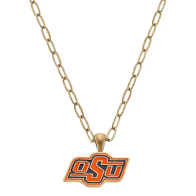 Women' CANVAS Style Oklahoma State Cowboys Enamel Pendant Necklace