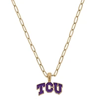 Women' CANVAS Style TCU Horned Frogs Enamel Pendant Necklace