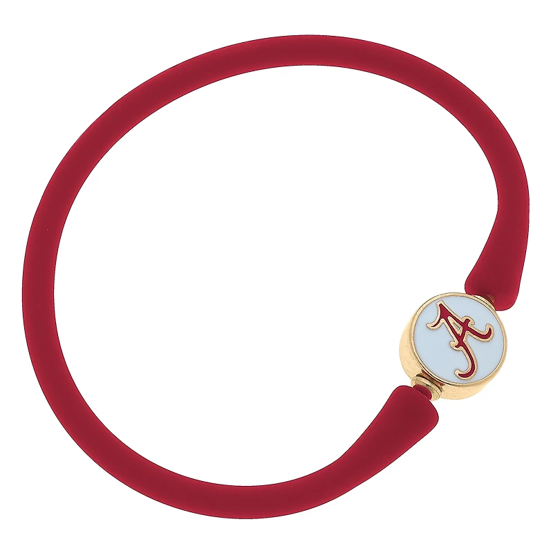 Women' CANVAS Style Alabama Crimson Tide Enamel Silicone Bali Bracelet