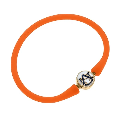 Women' CANVAS Style Auburn Tigers Enamel Silicone Bali Bracelet