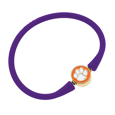 Women' CANVAS Style Clemson Tigers Enamel Silicone Bali Bracelet