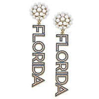 Women' CANVAS Style Florida Gators Pearl Cluster Dotted Enamel Drop Earrings