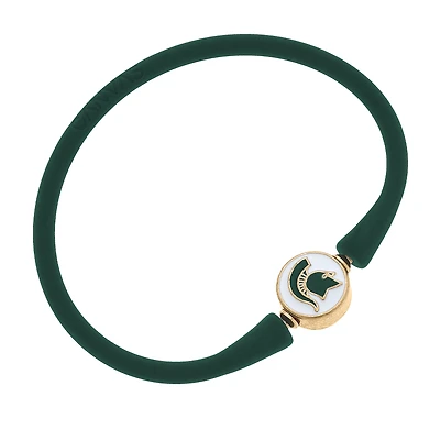 Women' CANVAS Style Michigan State Spartans Enamel Silicone Bali Bracelet