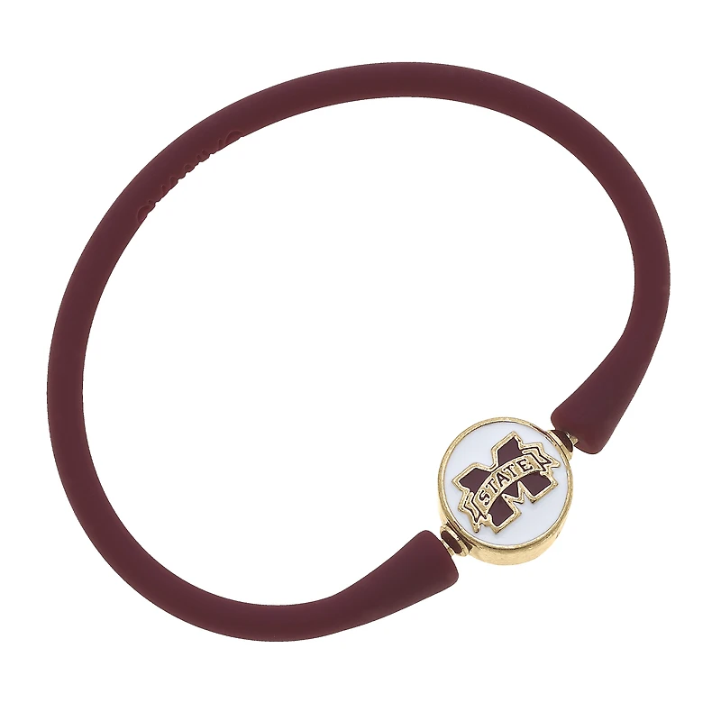 Women' CANVAS Style Mississippi State Bulldogs Enamel Silicone Bali Bracelet