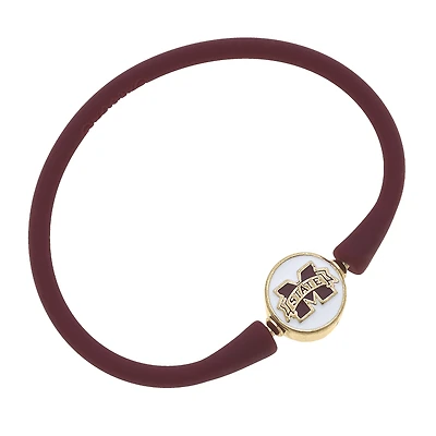 Women' CANVAS Style Mississippi State Bulldogs Enamel Silicone Bali Bracelet