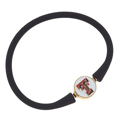 Women' CANVAS Style Texas Tech Red Raiders Enamel Silicone Bali Bracelet