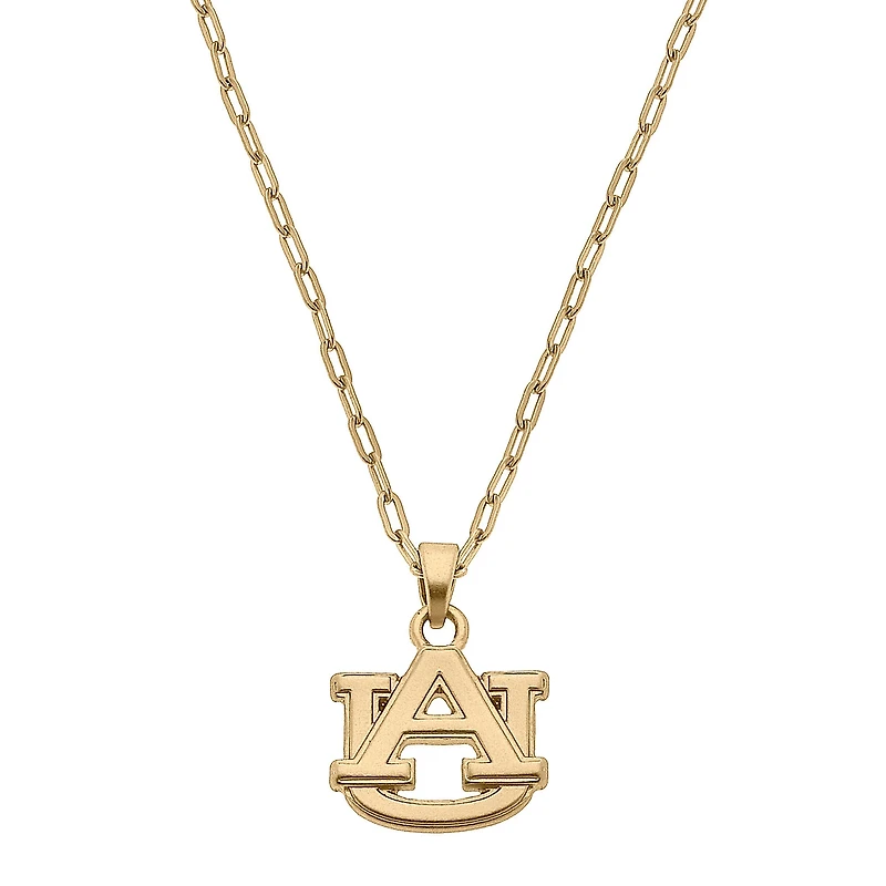 Women's CANVAS Style Auburn Tigers Gold Plated Pendant Necklace