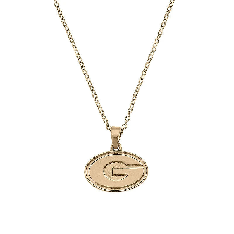 Women's CANVAS Style Georgia Bulldogs Gold Plated Pendant Necklace