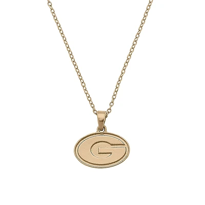 Women's CANVAS Style Georgia Bulldogs Gold Plated Pendant Necklace