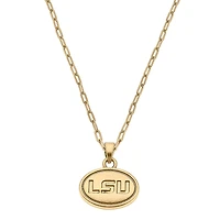 Women's CANVAS Style LSU Tigers Gold Plated Pendant Necklace