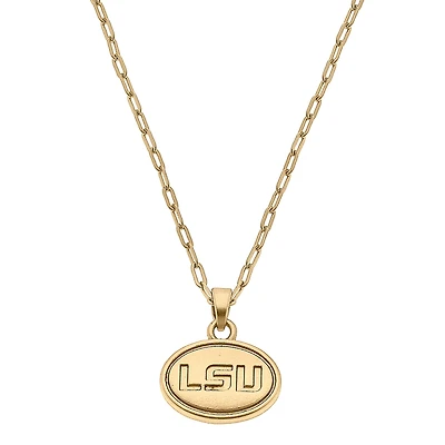 Women's CANVAS Style LSU Tigers Gold Plated Pendant Necklace