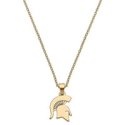 Women's CANVAS Style Michigan State Spartans Gold Plated Pendant Necklace
