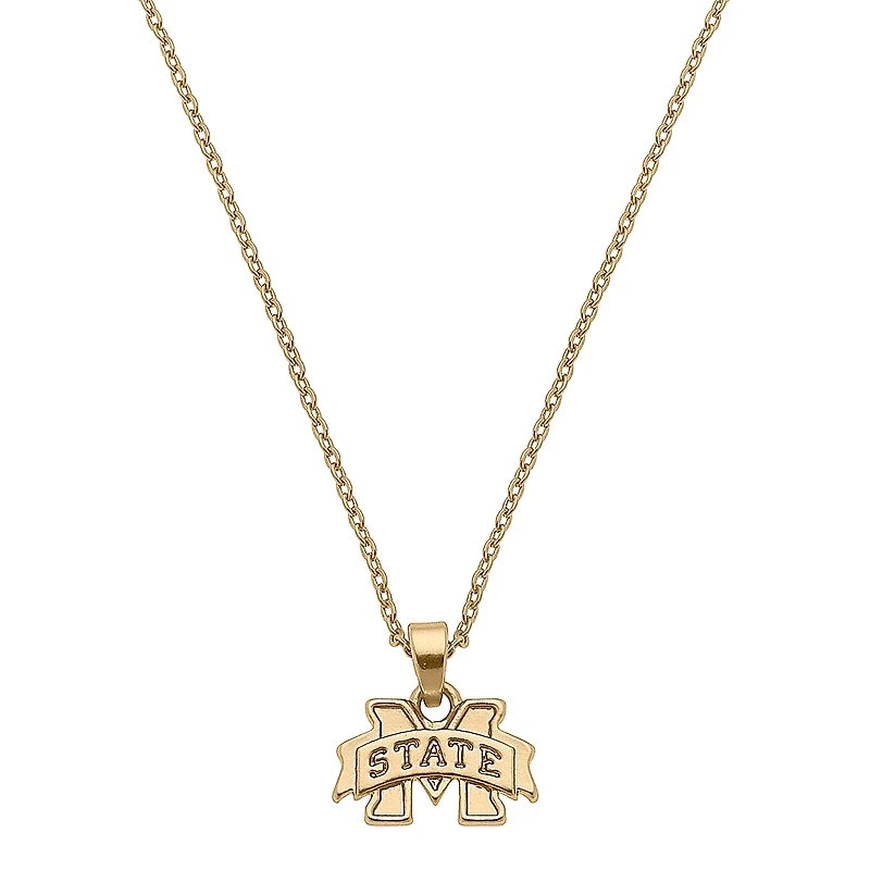 Women's CANVAS Style Mississippi State Bulldogs Gold Plated Pendant Necklace