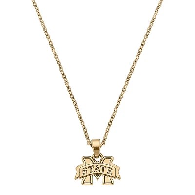 Women's CANVAS Style Mississippi State Bulldogs Gold Plated Pendant Necklace