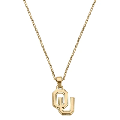 Women's CANVAS Style Oklahoma Sooners Gold Plated Pendant Necklace