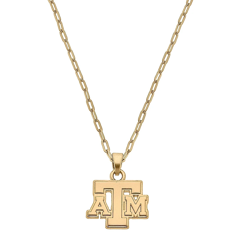 Women's CANVAS Style Texas A&M Aggies Gold Plated Pendant Necklace